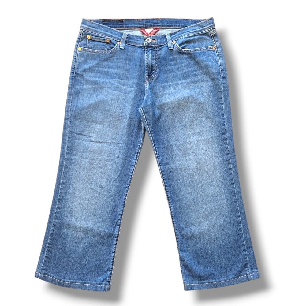 Lucky Brand Dungarees Montesano Cropped Flare Jeans Women's 14 Medium Wash